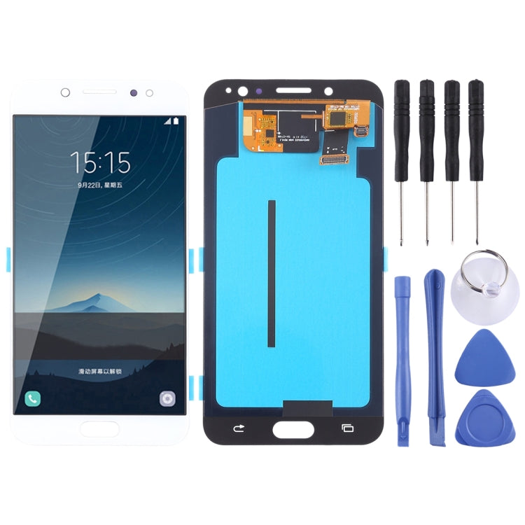 OLED LCD Screen for Galaxy C8, C710F/DS, C7100 with Digitizer Full Assembly (White)