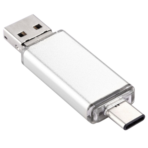 16GB 3 in 1 USB-C / Type-C + USB 2.0 + OTG Flash Disk, For Type-C Smartphones & PC Computer(Silver)