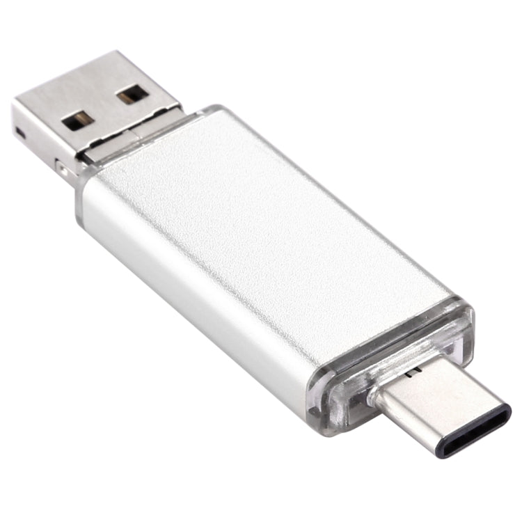 16GB 3 in 1 USB-C / Type-C + USB 2.0 + OTG Flash Disk, For Type-C Smartphones & PC Computer(Silver)