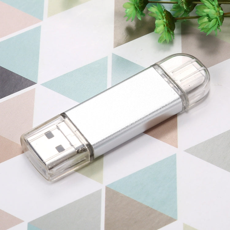 16GB 3 in 1 USB-C / Type-C + USB 2.0 + OTG Flash Disk, For Type-C Smartphones & PC Computer(Silver)
