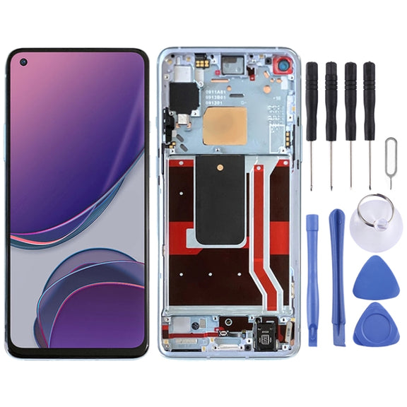 For OnePlus 8T (5G) KB2001 KB2000 KB2003 Digitizer Full Assembly With Frame OEM LCD Screen (Blue)