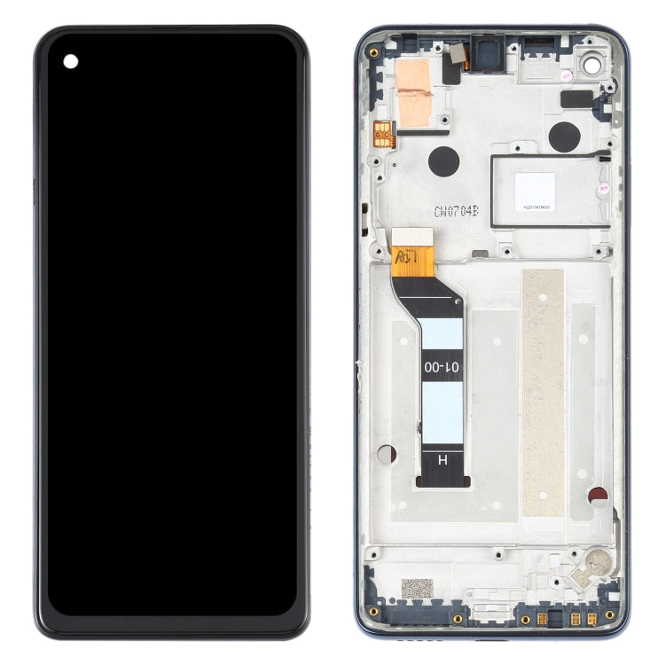 Original LCD Screen for Motorola One Action XT2013-1 XT2013-2 XT2013-4 Digitizer Full Assembly with Frame (Blue)