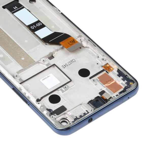 Original LCD Screen for Motorola One Action XT2013-1 XT2013-2 XT2013-4 Digitizer Full Assembly with Frame (Blue)