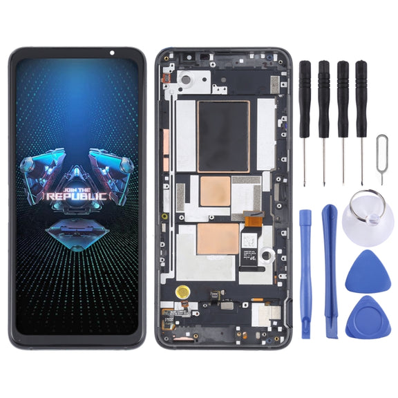 Original OLED LCD Screen for Asus ROG Phone 5 ZS673KS Digitizer Full Assembly with Frame���Black)