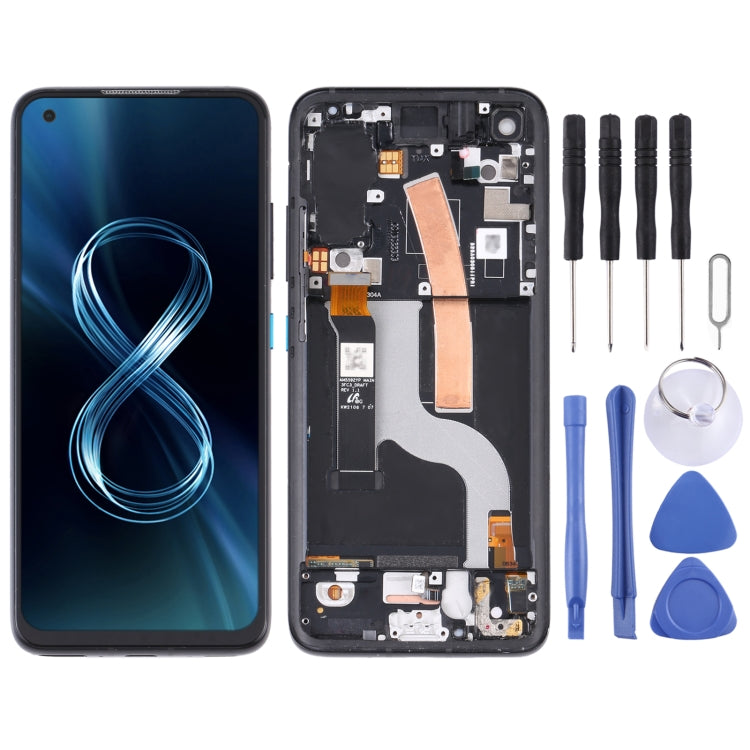 Original AMOLED LCD Screen for Asus Zenfone 8 ZS590KS Digitizer Full Assembly with Frame���Black)