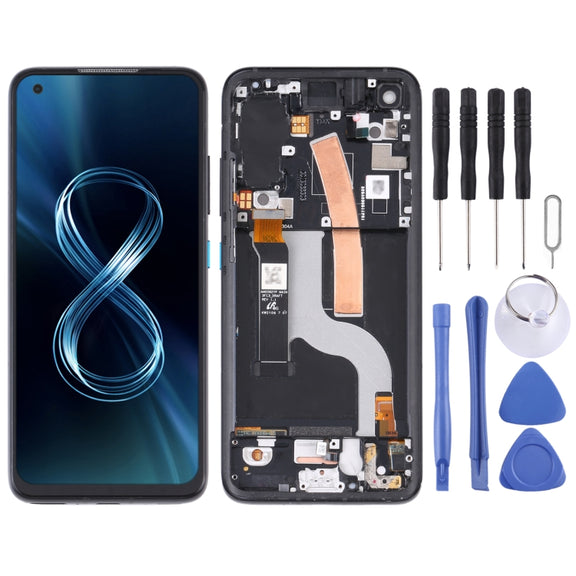 Original AMOLED LCD Screen for Asus Zenfone 8 ZS590KS Digitizer Full Assembly with Frame���Black)