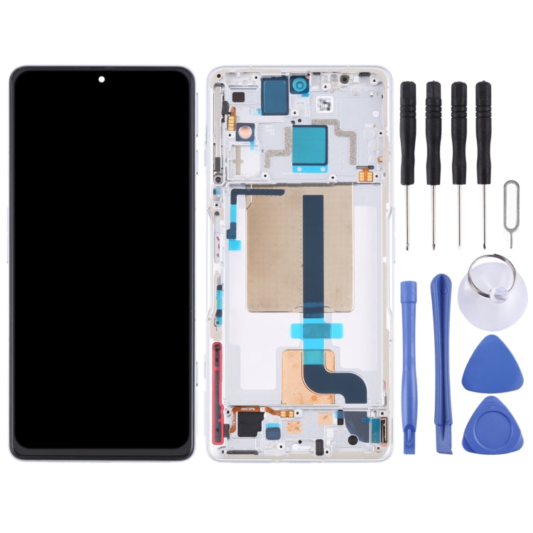 Original LCD Screen and Digitizer Full Assembly with Frame for Xiaomi Redmi K50 Gaming/Poco F4 GT(White)