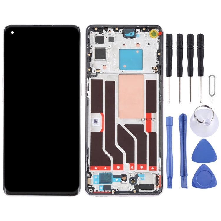 Original LCD Screen For OPPO Reno5 Pro 5G Digitizer Full Assembly with Frame(Silver)