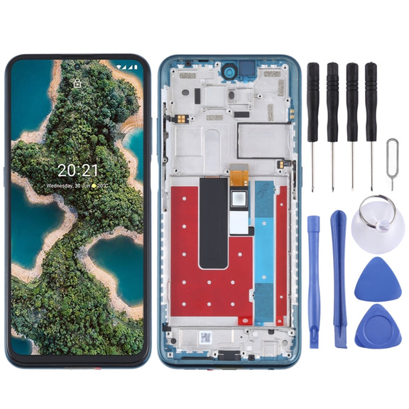 TFT LCD Screen for Nokia X20 TA-1341 TA-1344 Digitizer Full Assembly with Frame (Blue)