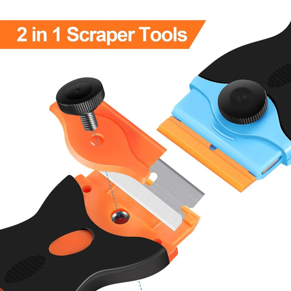 Double Headed Scraper Blade Glue Squeegee Remover Cleaner Tool (Yellow)