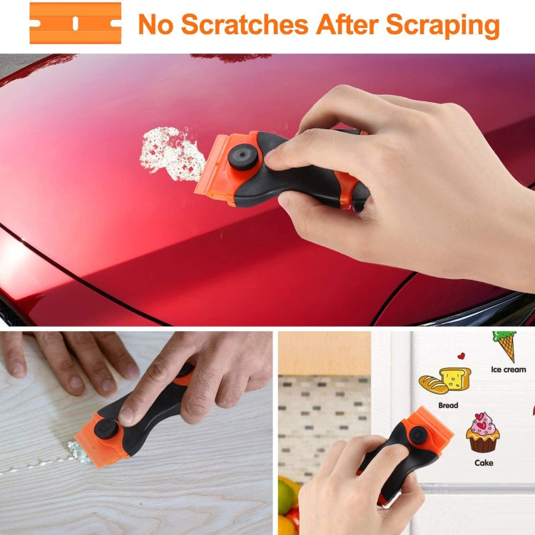 Double Headed Scraper Blade Glue Squeegee Remover Cleaner Tool (Orange)