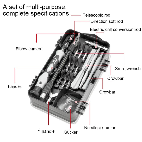 138 in 1 DIY Mobile Phone Disassembly Tool Clock Repair Multi-function Tool Screwdriver Set (Grey)