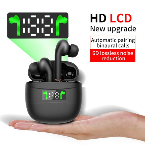 J3 Pro TWS Hifi Wireless Bluetooth 5.2 Earphone LED Display Water-resistant Sports Gaming Headset Noise Earbuds(Black)