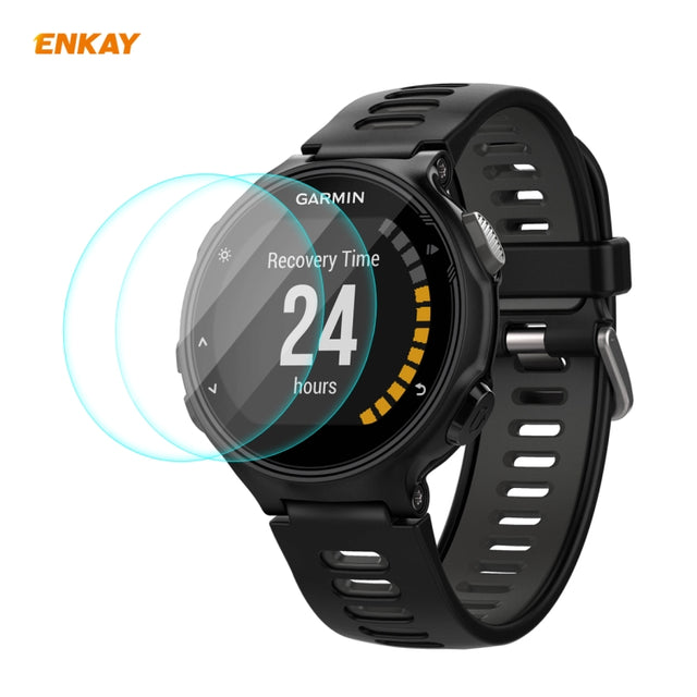 Compatible with Garmin Compatible witherunner 735 / 735XT 2 PCS ENKAY Hat-Prince 0.2mm 9H 2.15D Curved Edge Tempered Glass Screen Protector  Watch Film
