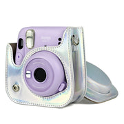 Richwell Portable Aurora  PU Leather Camera Case Camera Bag with Shoulder Strap, Suitable for Fujifilm Instax Mini 11(Rose Pink)