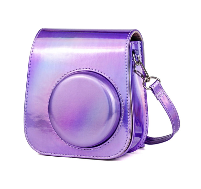 Richwell Portable Aurora  PU Leather Camera Case Camera Bag with Shoulder Strap, Suitable for Fujifilm Instax Mini 11(Purple)