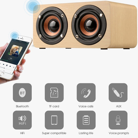 W5 Portable HiFi Shock Bass Wooden Bluetooth Speaker(Dark Brown)