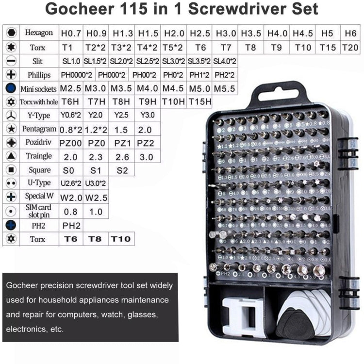 115 in 1 Precision Screw Driver Mobile Phone Computer Disassembly Maintenance Tool Set(Blue)