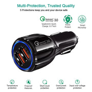 Qc3.0 Dual USB 6A Vehicle Fast Charger / Mobile Phone Tablet Fast Charging(White)
