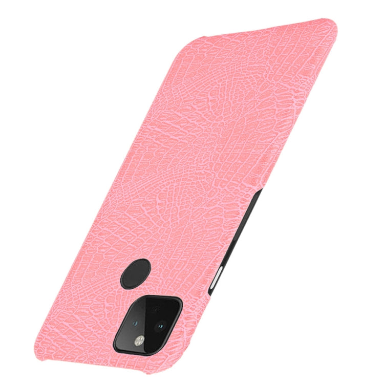 For Google Pixel 5 Shockproof Crocodile Texture PC + PU Case(Pink)