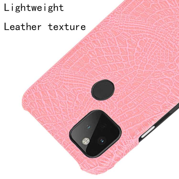 For Google Pixel 5 Shockproof Crocodile Texture PC + PU Case(Pink)