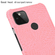 For Google Pixel 5 Shockproof Crocodile Texture PC + PU Case(Pink)