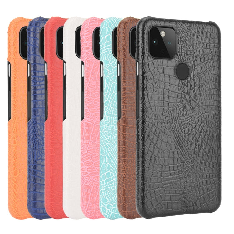 For Google Pixel 5 Shockproof Crocodile Texture PC + PU Case(Pink)