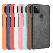 For Google Pixel 5 Shockproof Crocodile Texture PC + PU Case(Pink)