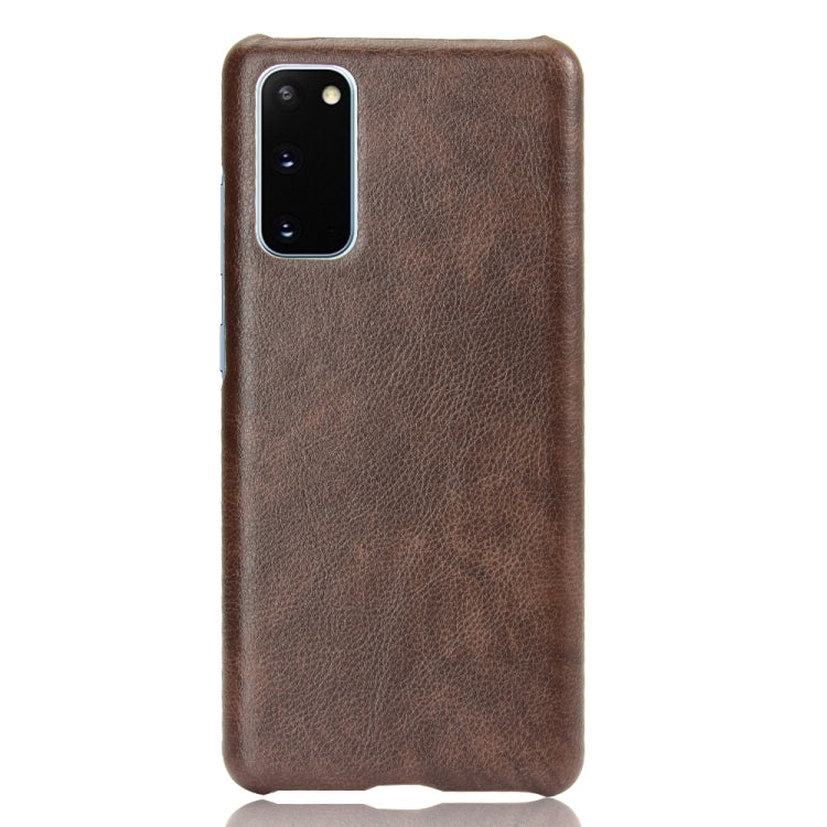 For Samsung Galaxy S20 FE Shockproof Litchi Texture PC + PU Case(Brown)