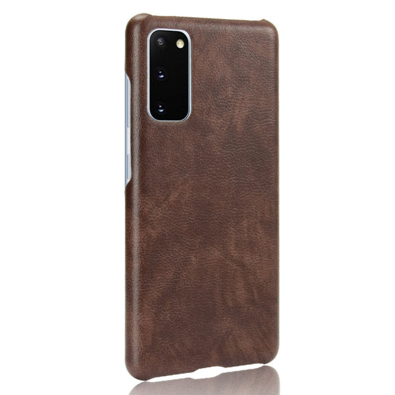 For Samsung Galaxy S20 FE Shockproof Litchi Texture PC + PU Case(Brown)