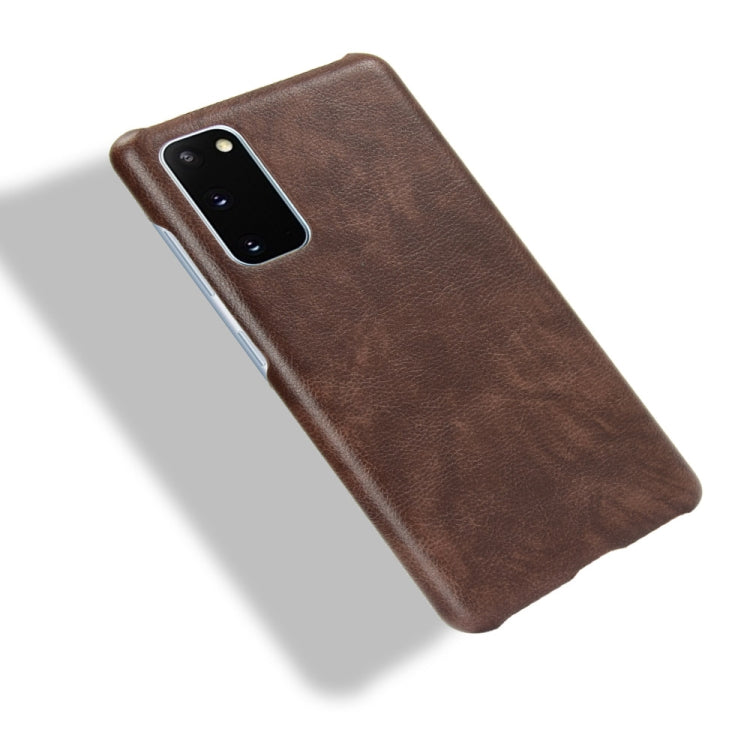 For Samsung Galaxy S20 FE Shockproof Litchi Texture PC + PU Case(Brown)