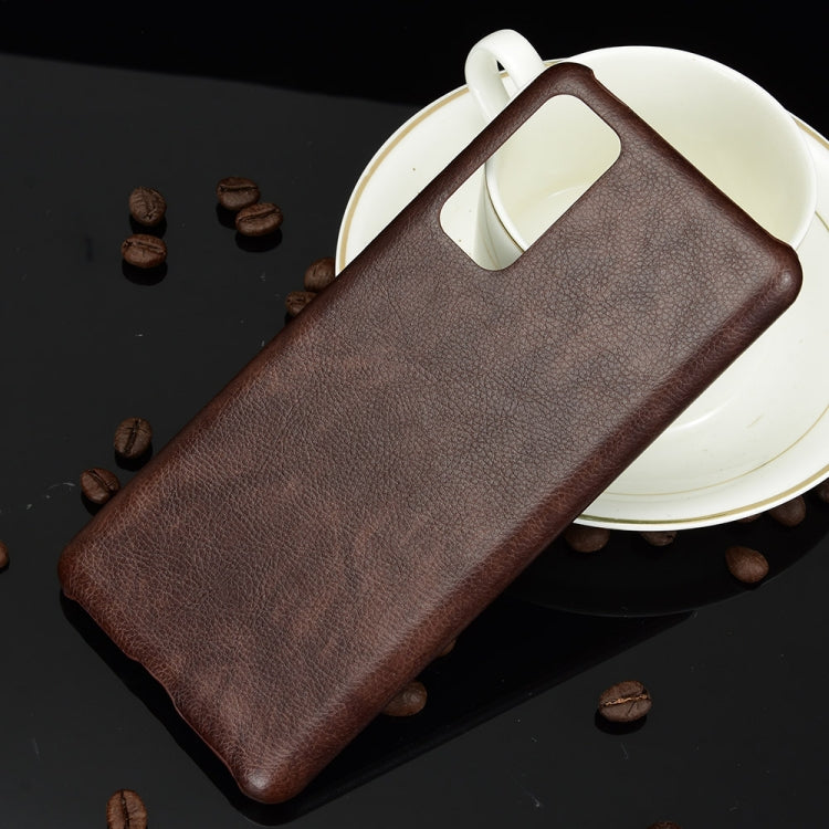 For Samsung Galaxy S20 FE Shockproof Litchi Texture PC + PU Case(Brown)