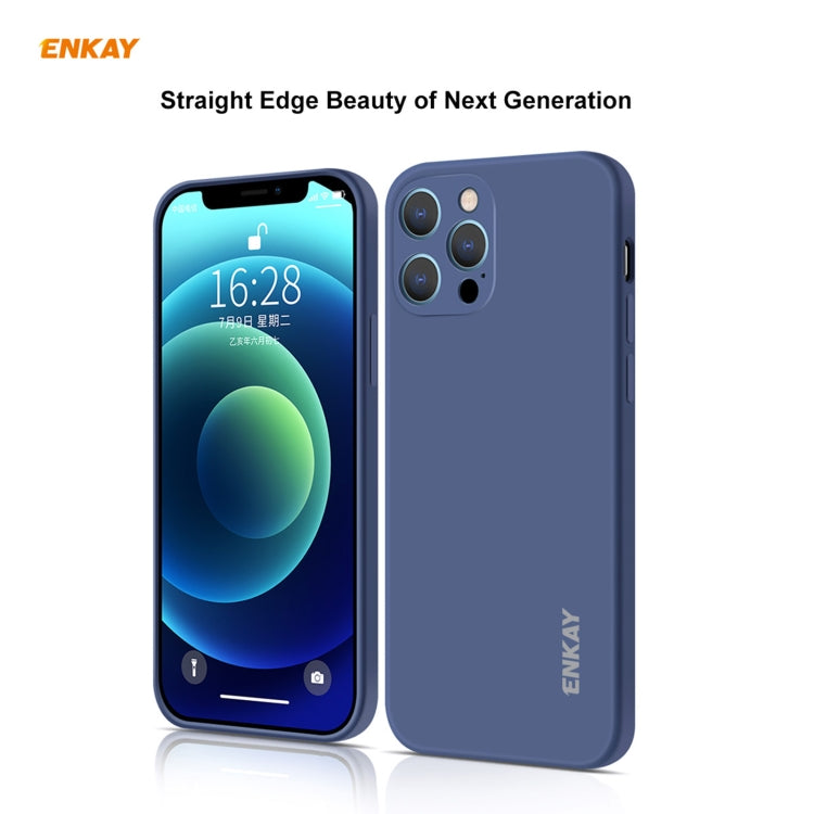 For iPhone 12 Pro Hat-Prince ENKAY ENK-PC069 Liquid Silicone Straight Edge Shockproof Protective Case(Navy Blue)