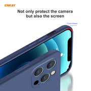 For iPhone 12 Pro Hat-Prince ENKAY ENK-PC069 Liquid Silicone Straight Edge Shockproof Protective Case(Navy Blue)