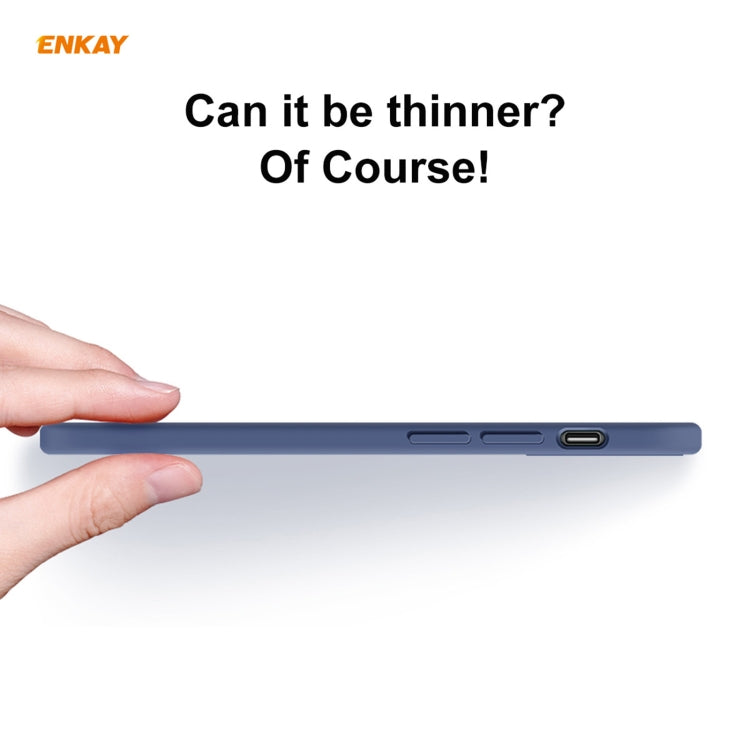 For iPhone 12 Pro Hat-Prince ENKAY ENK-PC069 Liquid Silicone Straight Edge Shockproof Protective Case(Navy Blue)