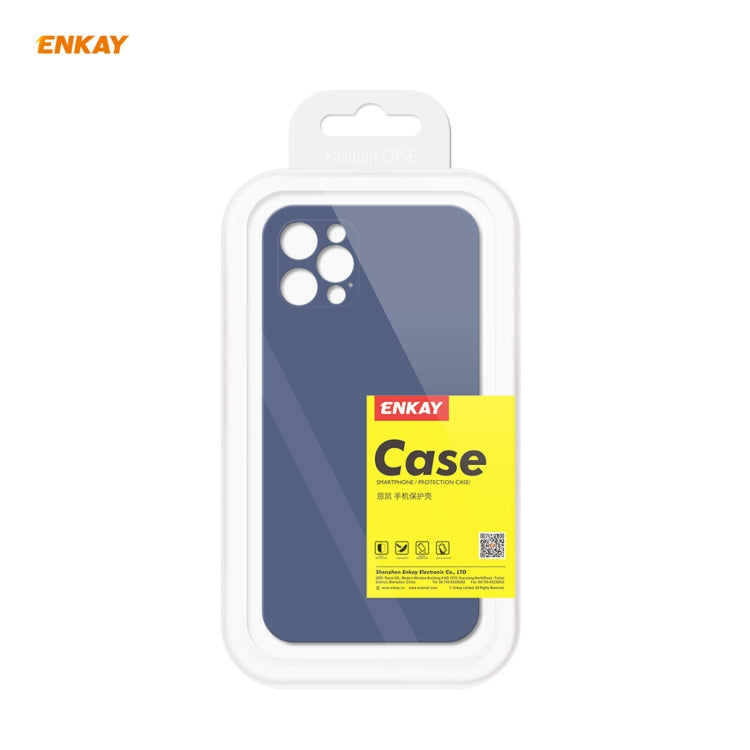 For iPhone 12 Pro Hat-Prince ENKAY ENK-PC069 Liquid Silicone Straight Edge Shockproof Protective Case(Navy Blue)