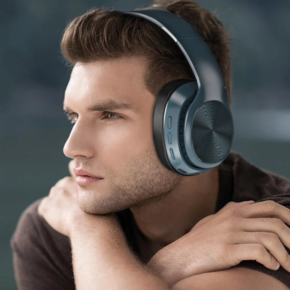 VJ320 Bluetooth 5.0 Head-mounted Foldable Wireless Headphones Support TF Card with Mic(Black)
