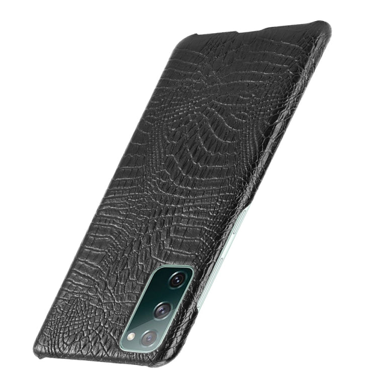 For Samsung Galaxy S20 FE Shockproof Crocodile Texture PC + PU Case(Black)