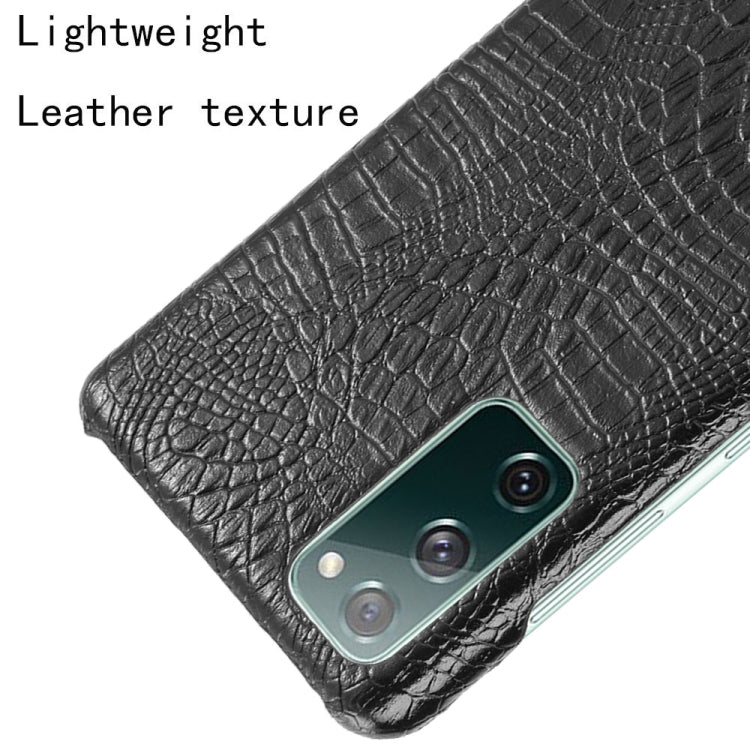 For Samsung Galaxy S20 FE Shockproof Crocodile Texture PC + PU Case(Black)