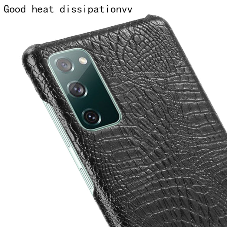 For Samsung Galaxy S20 FE Shockproof Crocodile Texture PC + PU Case(Black)
