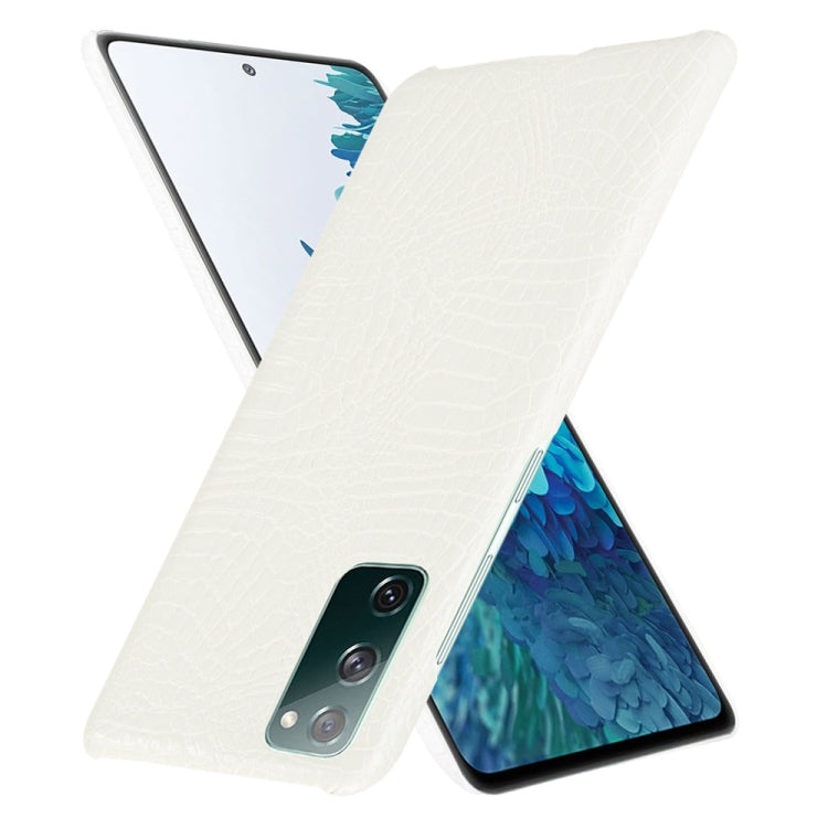 For Samsung Galaxy S20 FE Shockproof Crocodile Texture PC + PU Case(White)