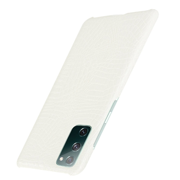 For Samsung Galaxy S20 FE Shockproof Crocodile Texture PC + PU Case(White)