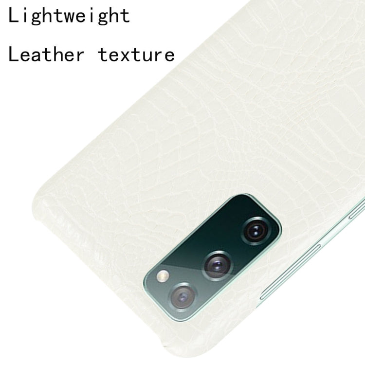 For Samsung Galaxy S20 FE Shockproof Crocodile Texture PC + PU Case(White)