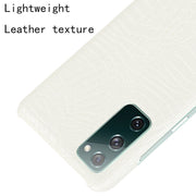 For Samsung Galaxy S20 FE Shockproof Crocodile Texture PC + PU Case(White)