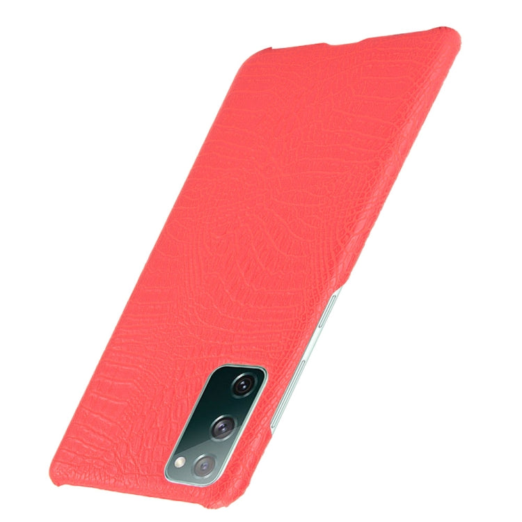 For Samsung Galaxy S20 FE Shockproof Crocodile Texture PC + PU Case(Red)
