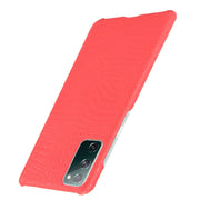 For Samsung Galaxy S20 FE Shockproof Crocodile Texture PC + PU Case(Red)