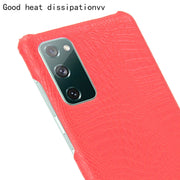 For Samsung Galaxy S20 FE Shockproof Crocodile Texture PC + PU Case(Red)