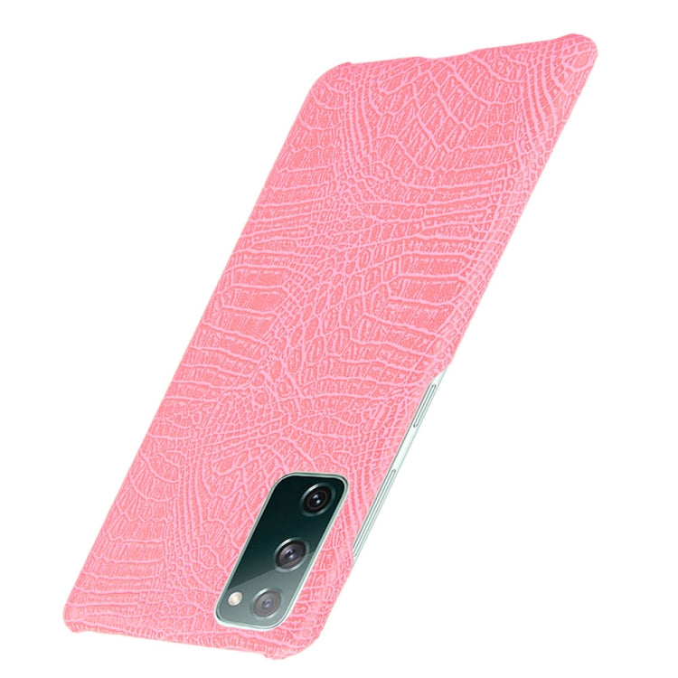 For Samsung Galaxy S20 FE Shockproof Crocodile Texture PC + PU Case(Pink)