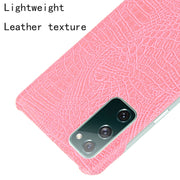 For Samsung Galaxy S20 FE Shockproof Crocodile Texture PC + PU Case(Pink)