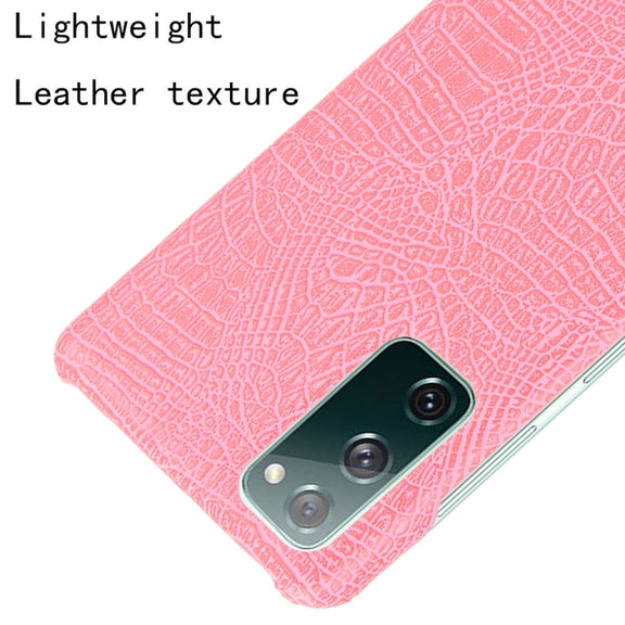 For Samsung Galaxy S20 FE Shockproof Crocodile Texture PC + PU Case(Pink)